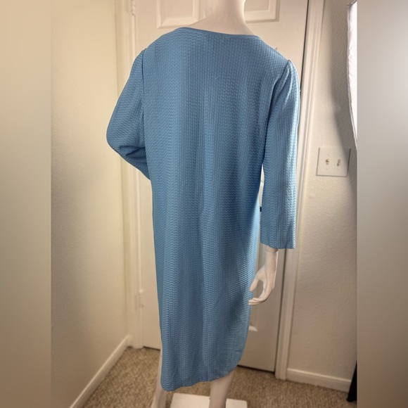 Ming Wang Blue Textured Split Sleeve Grommet Hem Shift Dress Size Large. A32 - Picture 10 of 15
